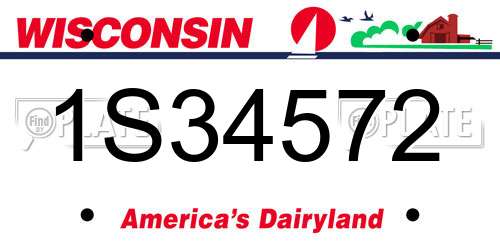 1S34572 Wisconsin License Plate