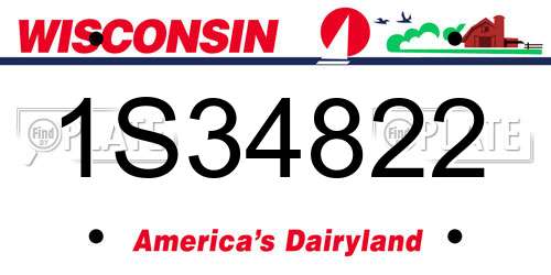 1S34822 Wisconsin License Plate