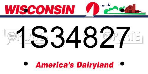 1S34827 Wisconsin License Plate