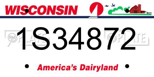 1S34872 Wisconsin License Plate