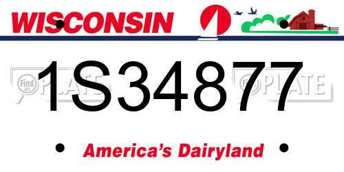 1S34877 Wisconsin License Plate