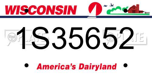 1S35652 Wisconsin License Plate