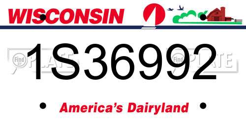 1S36992 Wisconsin License Plate