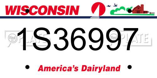1S36997 Wisconsin License Plate