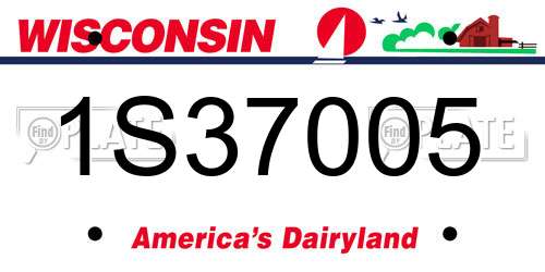 1S37005 Wisconsin License Plate
