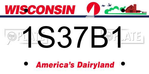 1S37B1 Wisconsin License Plate