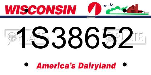 1S38652 Wisconsin License Plate