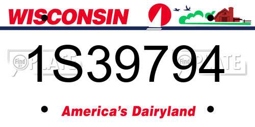 1S39794 Wisconsin License Plate