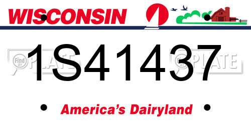 1S41437 Wisconsin License Plate