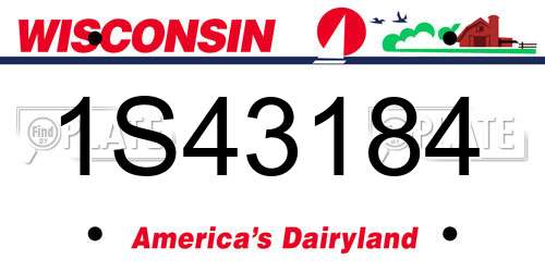 1S43184 Wisconsin License Plate