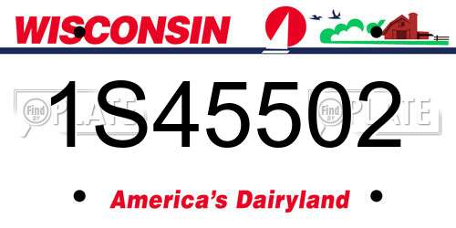1S45502 Wisconsin License Plate
