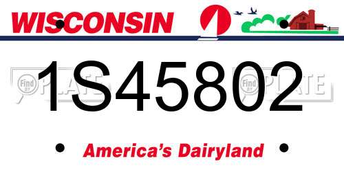 1S45802 Wisconsin License Plate