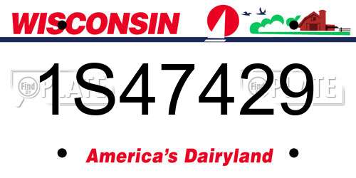 1S47429 Wisconsin License Plate