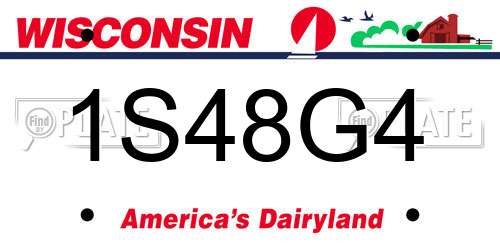 1S48G4 Wisconsin License Plate
