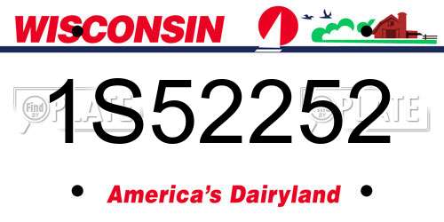 1S52252 Wisconsin License Plate