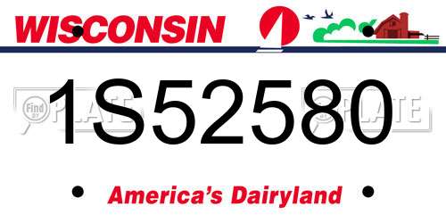 1S52580 Wisconsin License Plate