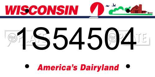 1S54504 Wisconsin License Plate