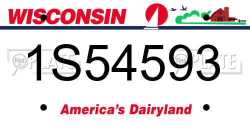 1S54593 Wisconsin License Plate