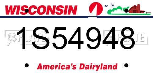 1S54948 Wisconsin License Plate