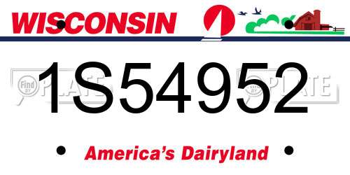 1S54952 Wisconsin License Plate