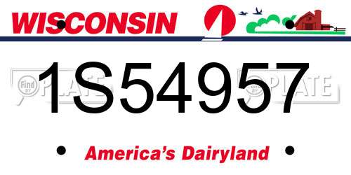 1S54957 Wisconsin License Plate