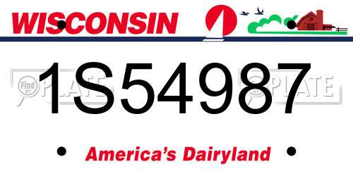 1S54987 Wisconsin License Plate