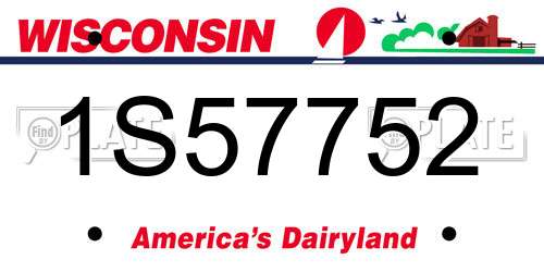 1S57752 Wisconsin License Plate