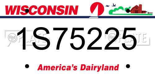 1S75225 Wisconsin License Plate