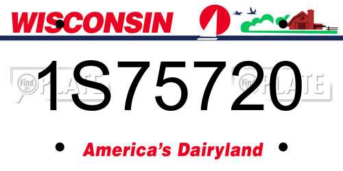 1S75720 Wisconsin License Plate