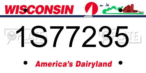 1S77235 Wisconsin License Plate