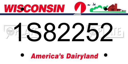 1S82252 Wisconsin License Plate