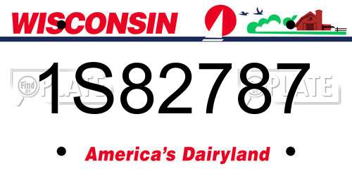 1S82787 Wisconsin License Plate