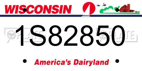 1S82850 Wisconsin License Plate