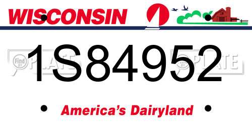 1S84952 Wisconsin License Plate
