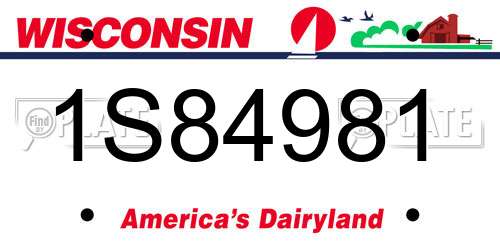 1S84981 Wisconsin License Plate