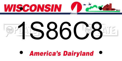 1S86C8 Wisconsin License Plate