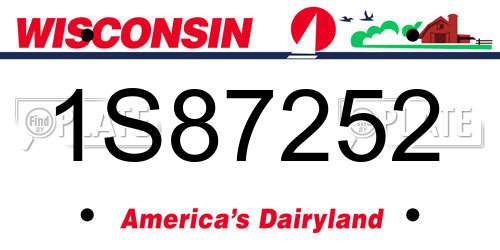 1S87252 Wisconsin License Plate