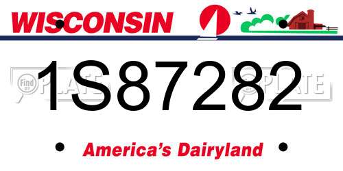 1S87282 Wisconsin License Plate