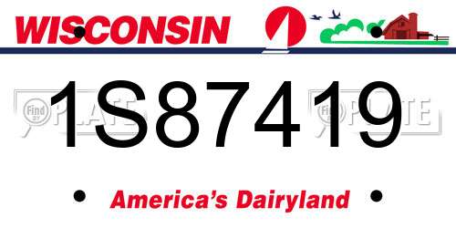 1S87419 Wisconsin License Plate