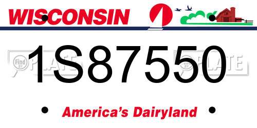 1S87550 Wisconsin License Plate