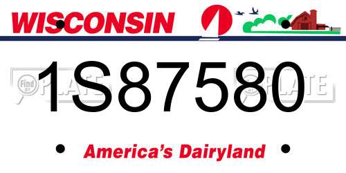 1S87580 Wisconsin License Plate