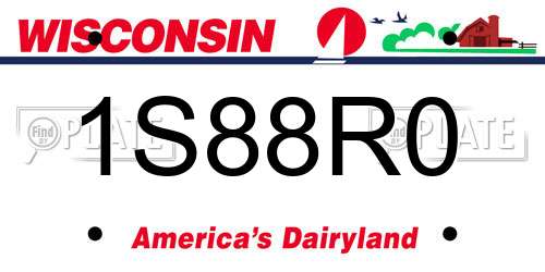 1S88R0 Wisconsin License Plate