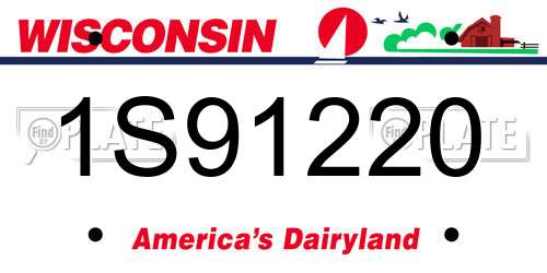 1S91220 Wisconsin License Plate