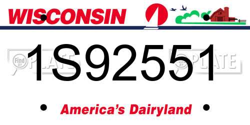 1S92551 Wisconsin License Plate