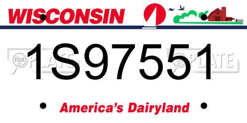 1S97551 Wisconsin License Plate