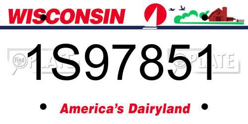1S97851 Wisconsin License Plate