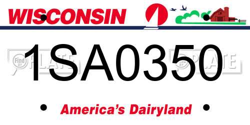 1SA0350 Wisconsin License Plate