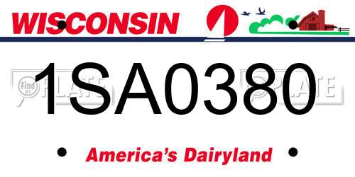 1SA0380 Wisconsin License Plate