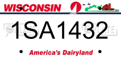 1SA1432 Wisconsin License Plate