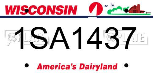 1SA1437 Wisconsin License Plate